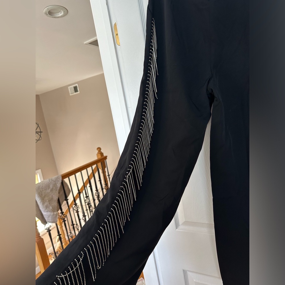 Nasty Gal Diamanté Wide Leg Fringe Trouser